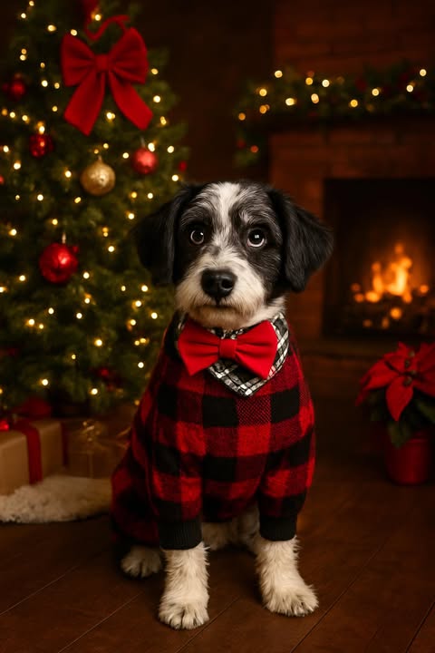 Le pyjama pour chien en flanelle à carreaux rouge & noir