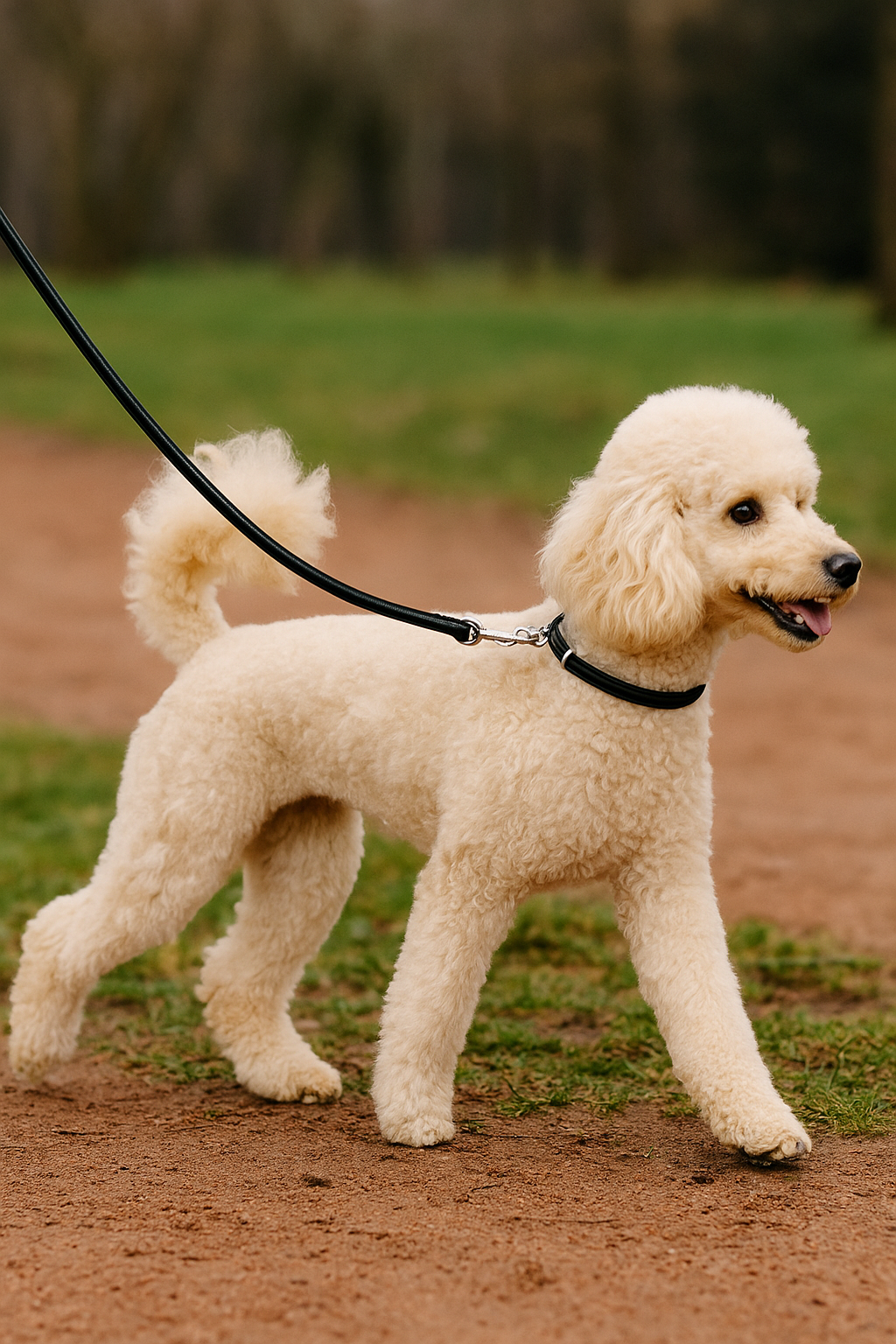 La laisse pour chien en simili cuir noir