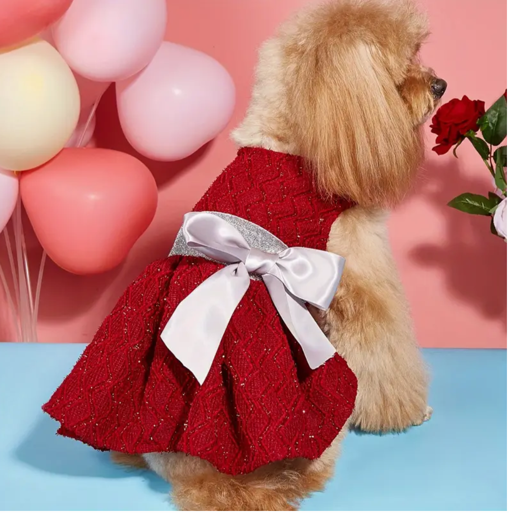 La robe pour chien de Noël rouge