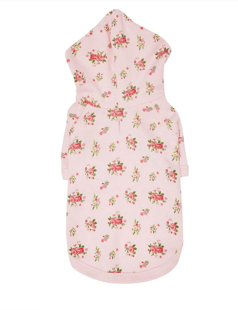 Le coton ouaté pour chien rose fleuri