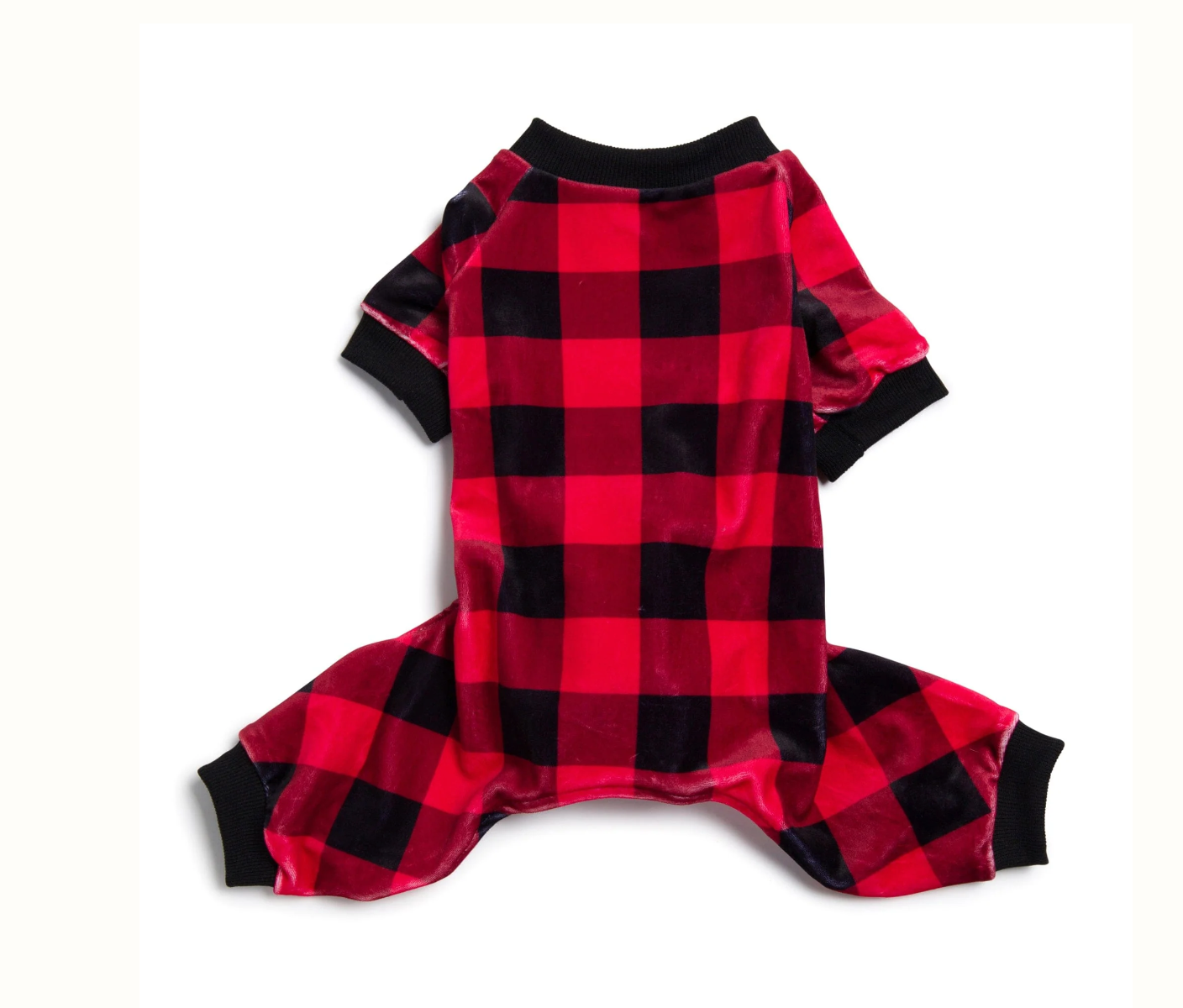 Le pyjama pour chien en velours à carreaux rouge et noir