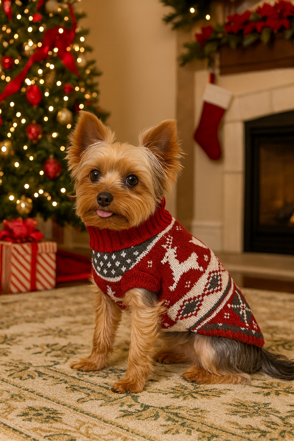Le tricot pour chien renne Noël