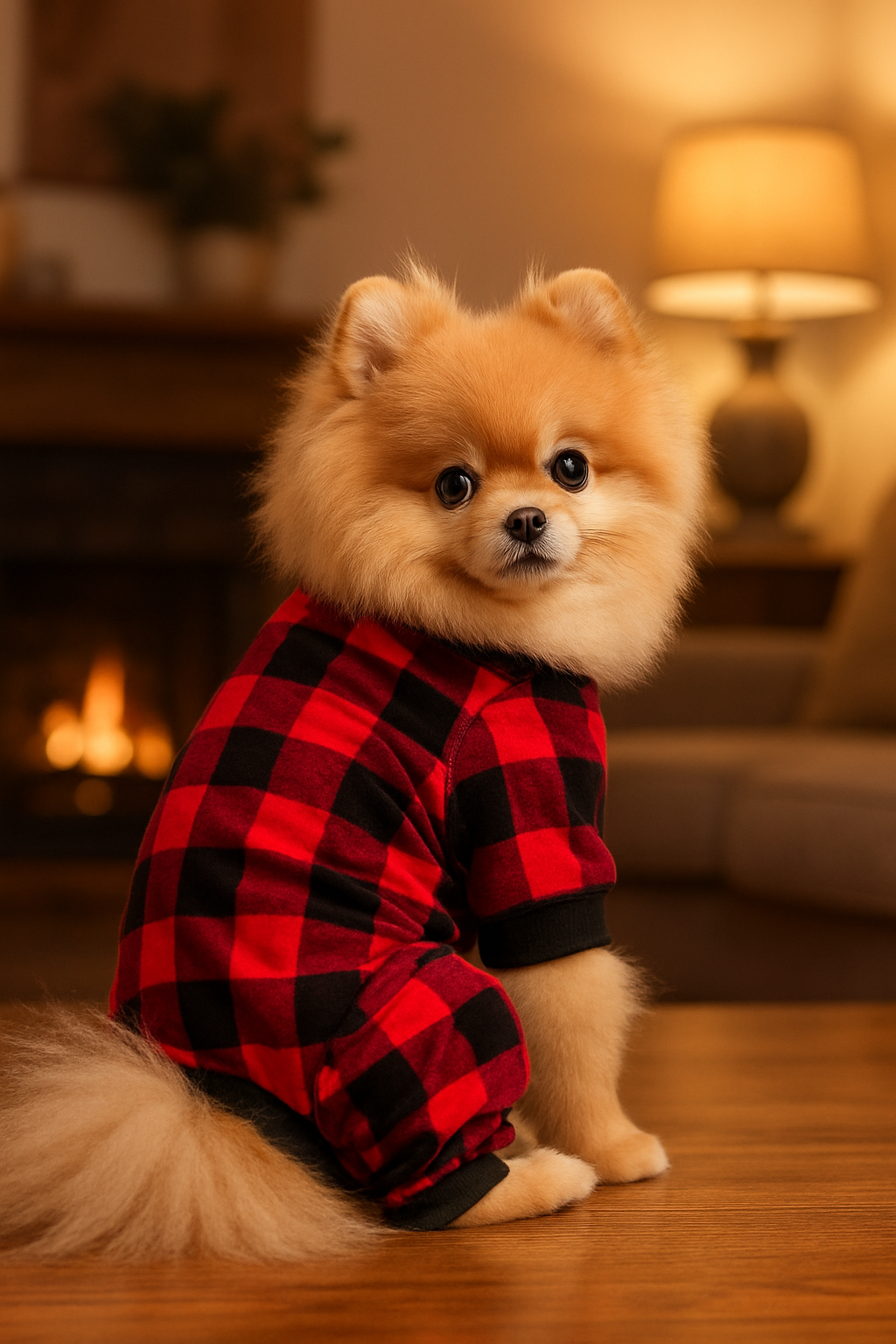 Le pyjama pour chien en velours à carreaux rouge et noir
