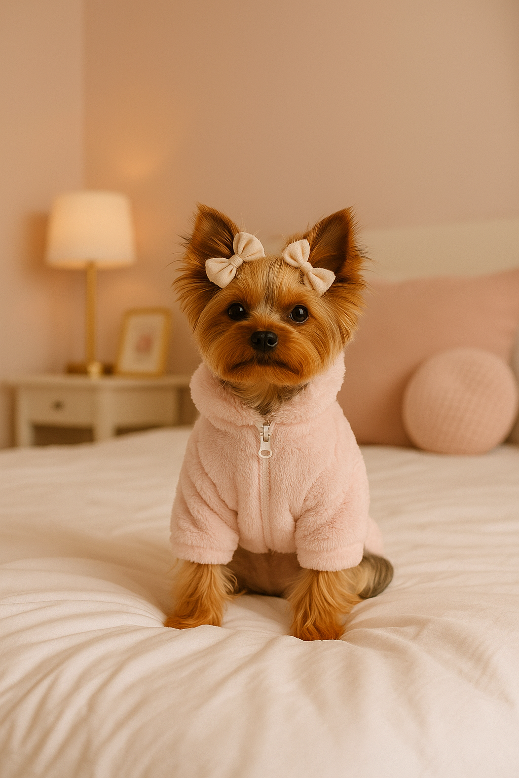 La veste en fausse fourrure pour chien rose