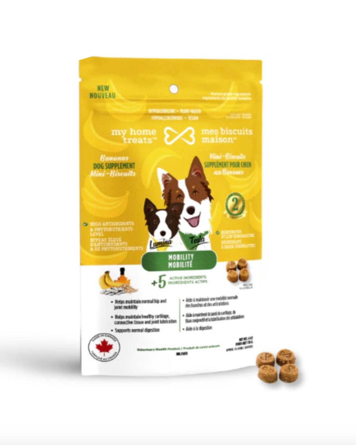 Gâterie hypoallergénique d'entraînement pour chien aux bananes