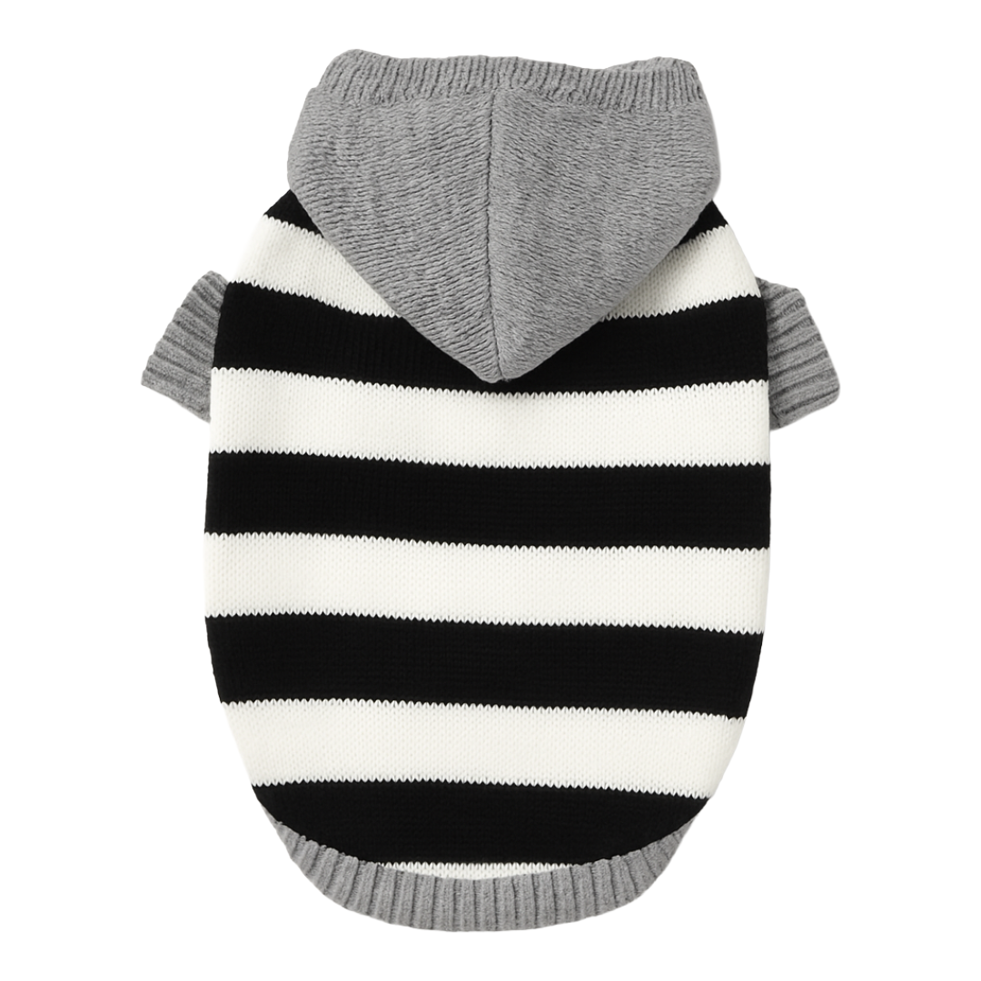 Black and white striped cotton fleece for dogs