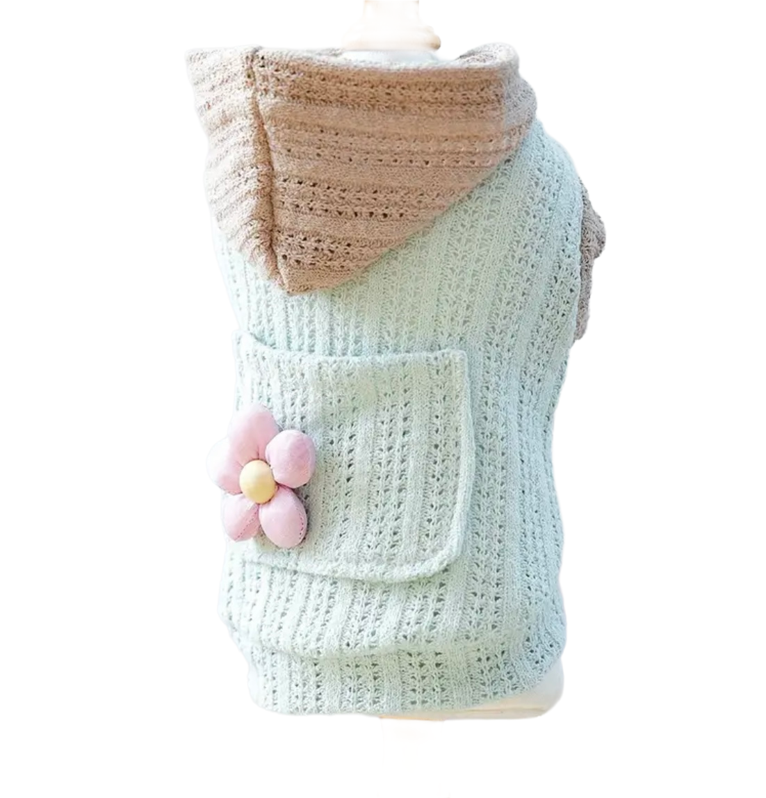 Turquoise and flower knitted cotton fleece for dogs