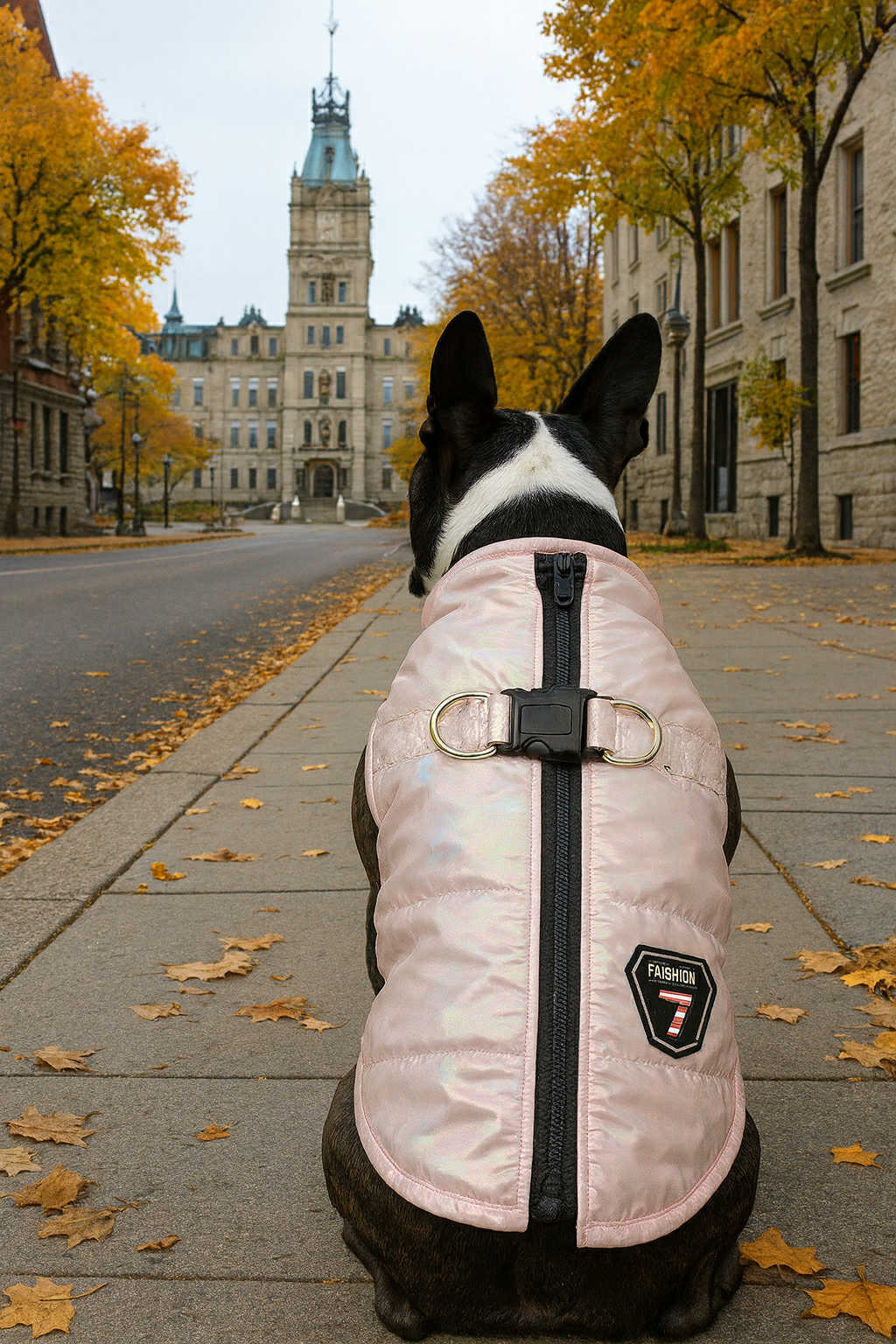 Le Manteau matelassé rose pour chien