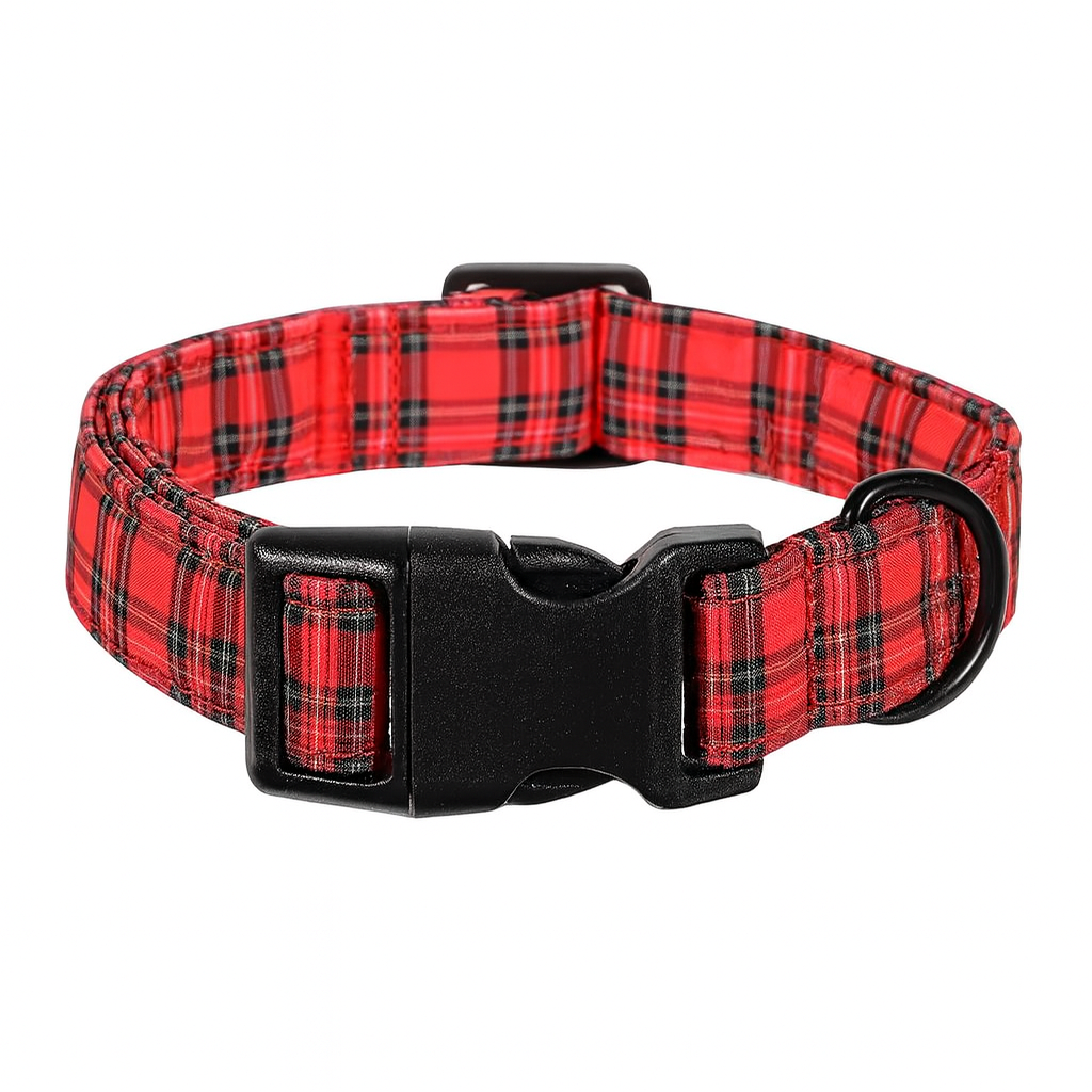 Le collier pour chien motif tartan rouge
